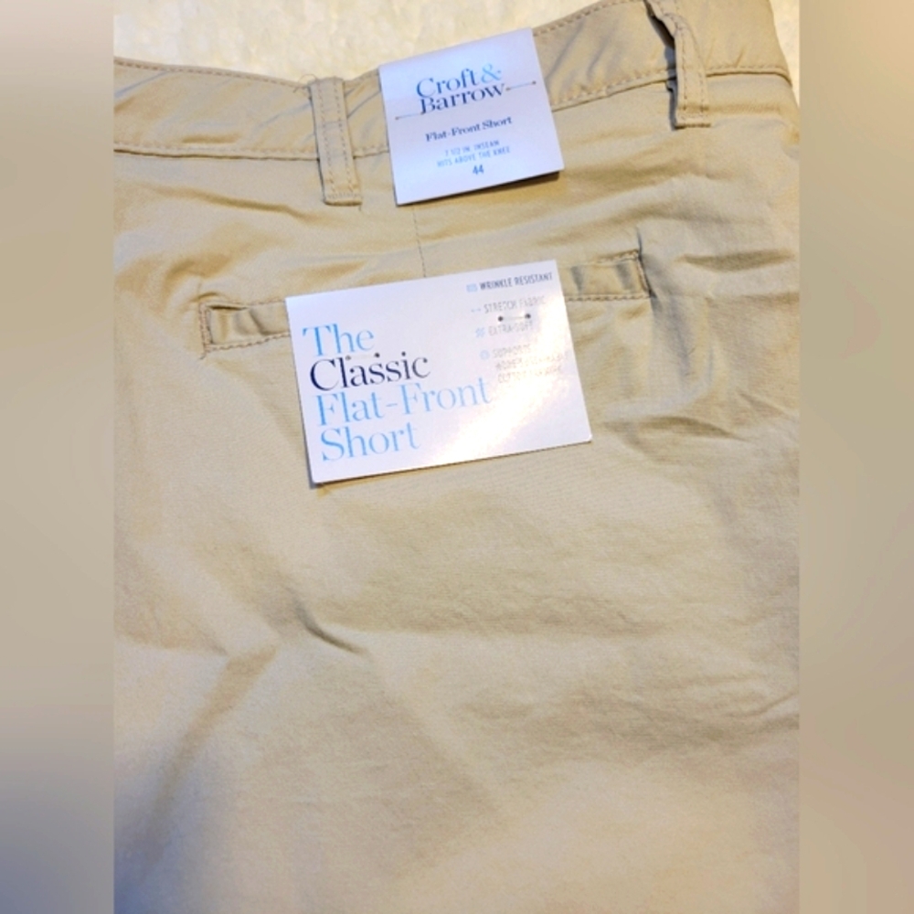 NWT Croft & Barrow Men's Classic Beige Shorts Sz 44 - Picture 3 of 5